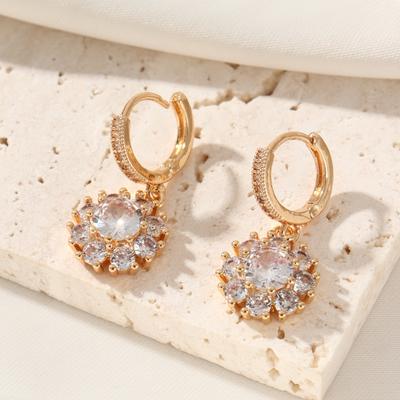 Серьги-подвески Trend Flowers для женщин с кубическим цирконием, повседневные украшения, аксессуары для вечеринок