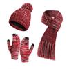 Women's And Men's Winter Fashion Warmth Cute Hat Scarf Gloves Casual Three Piece Set
