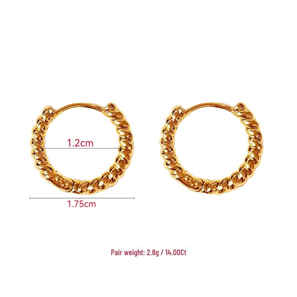 Маленькие плетеные серьги-кольца с закруткой: Ретро Европейская и Американская Высокая Мода