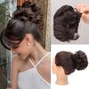 Short Curly Wig Synthetic Claw Clip In Bun Ponytail Hair Extensions Tousled Updo Hairpieces For Elegant Women Daily Wear