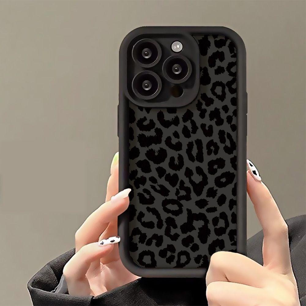 Черный чехол с леопардовым принтом для iPhone 16 Plus 15 14 13 12 11 Pro Max X XR XS Max 7 8 Plus SE 2022 Мягкий противоударный силиконовый чехол для задней панели телефона TPU