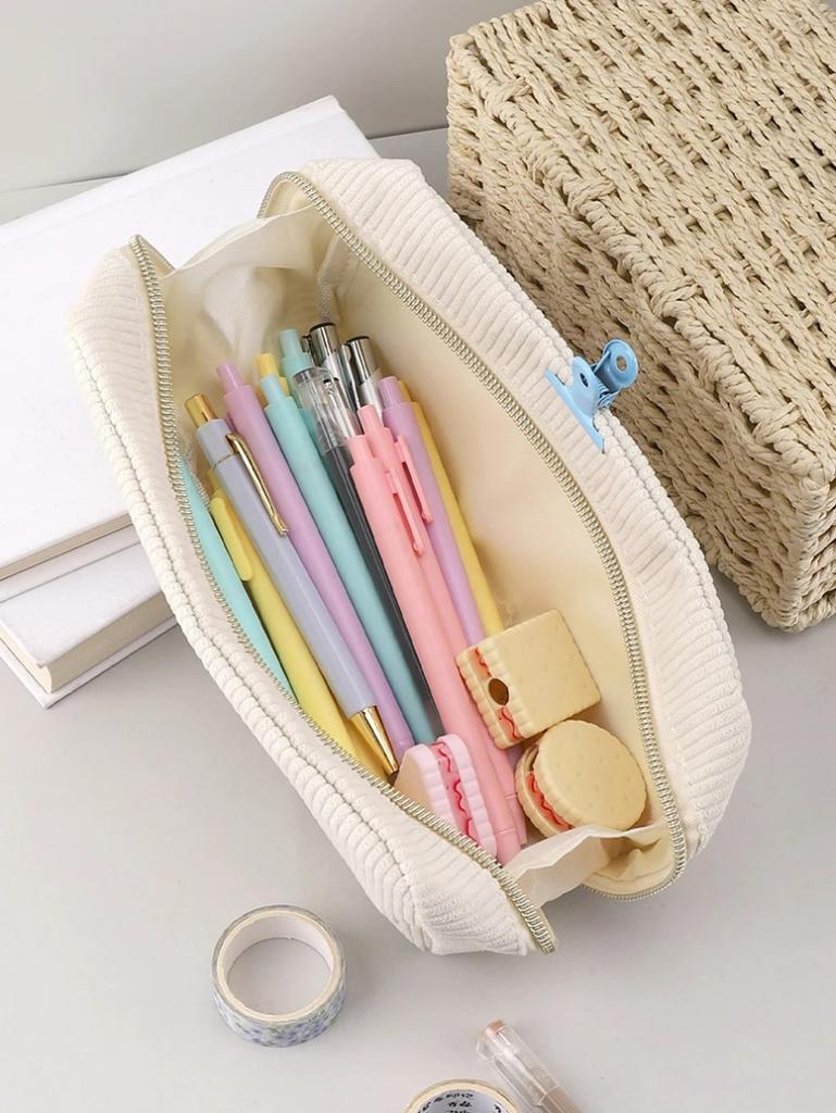 Corduroy Pencil Case Large Capacity Pencil Cases Stationery Solid Color Trousse Kawaii Kalemlik School Supplies Pencil Pouch
