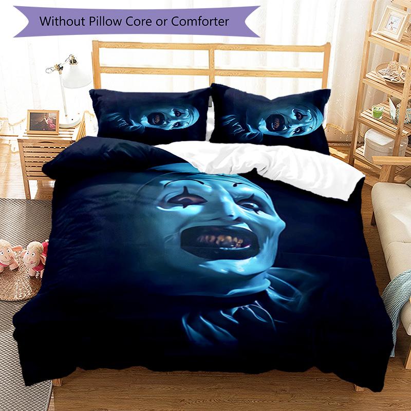 3pcs Art the Clown Terrifier1 pattern bedding set duvet cover set includes duvet cover &pillowcases, perfect all season bedroom decoration & gift