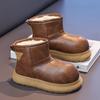 Зимние плюшевые снегоступы для девочек 2025: Кожа и мех, Водонепроницаемый, Мягкая подошва, Теплый и уютный