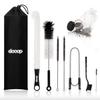 Deeep 7-Piece Cleaning Brush Set, Glass Limescale Remover, Flexible Wire Brush, 600 3mm Cleaning Balls, Storage Bag, Tube Brush, Black