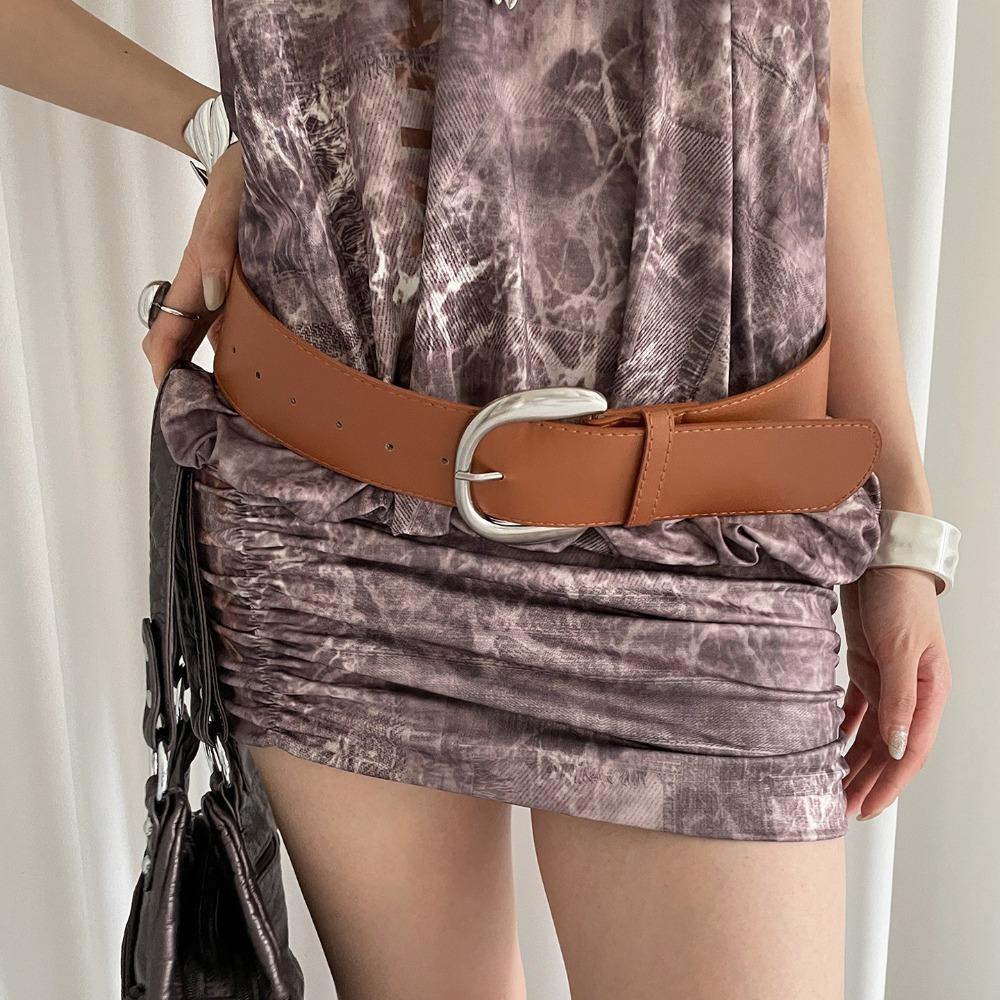 Designer Women's Belt Black White Brown Dress Jeans Belt Retro Wide Waist Belt Spicy Girls