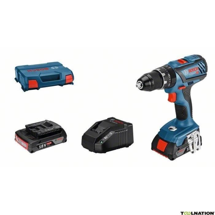 Perceuse À Percussion Bosch Professional GSB 18V-28 (couple:28/63/- Nm) + 2 Batteries 2,0Ah + Chargeur + L-Case - 06019H400B