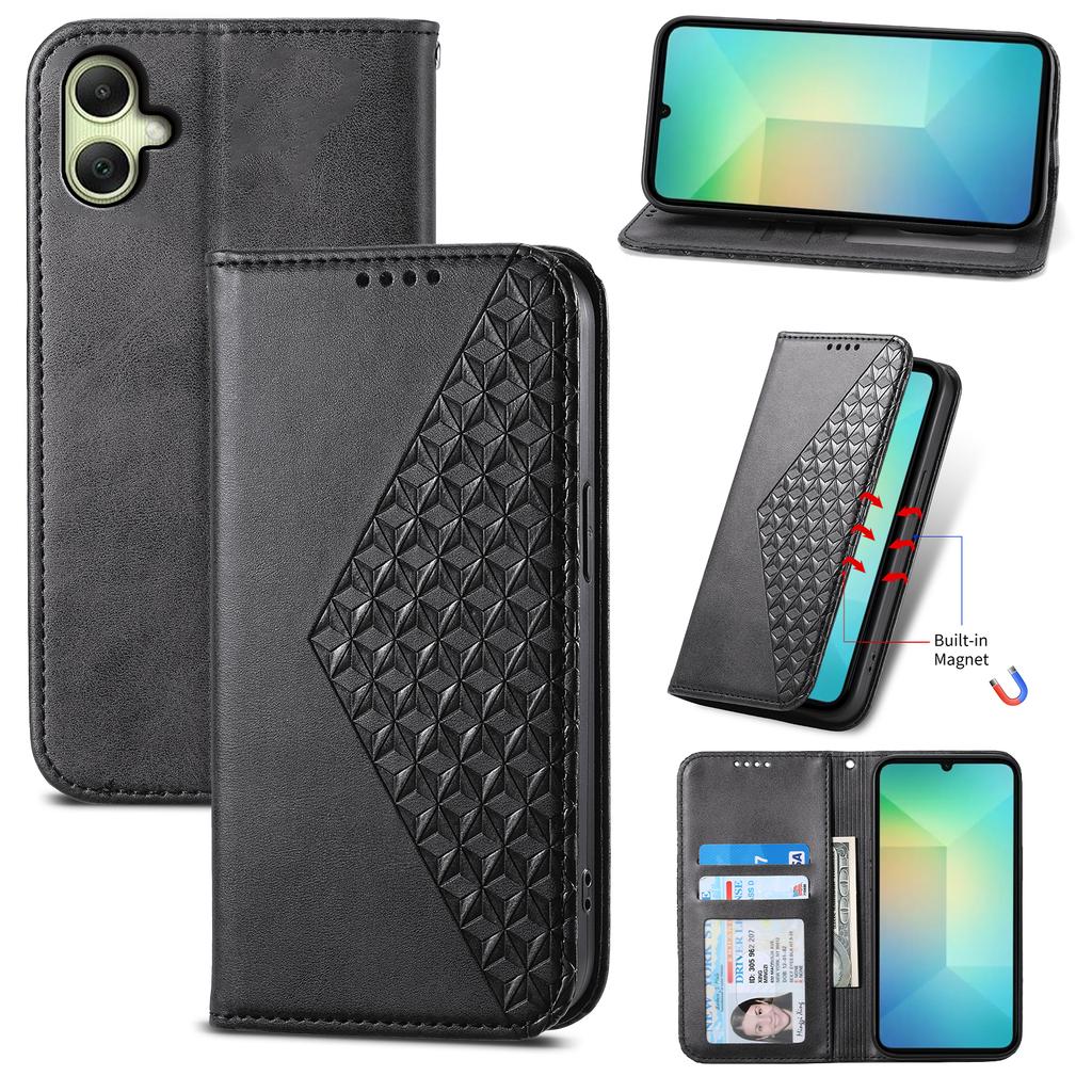 For Samsung Galaxy A07 4G Case Calf Texture PU Leather Wallet Phone Cover with Wrist Strap