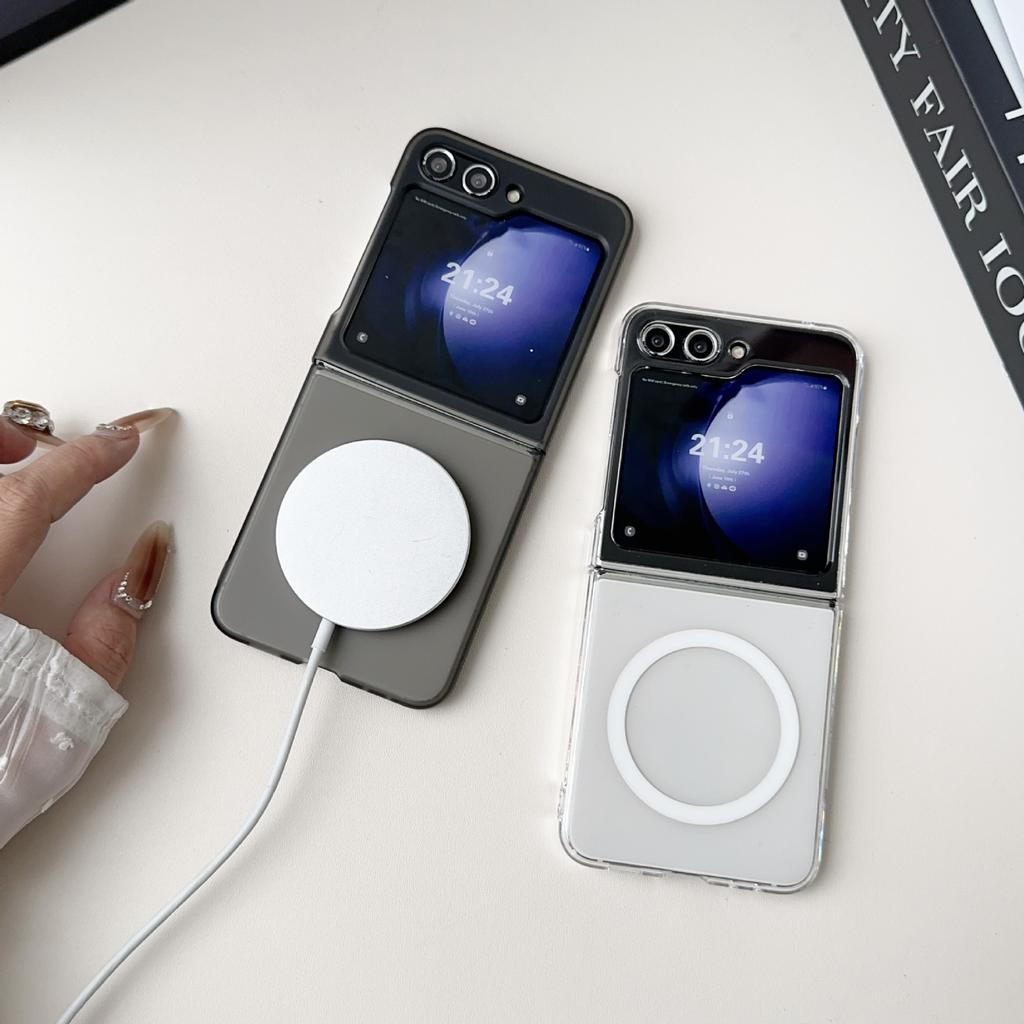 Новый чехол-скин для Samsung ZFlip6 с мягкой магнитной адсорбцией, подходит для Zflip5, ультратонкий, из закаленного ПК с высокой прозрачностью