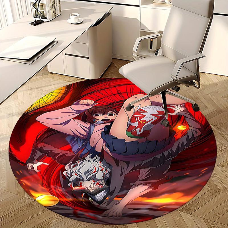 1pc Anime Character with Red Shoes Round Carpet - Office Chair Mat, Non-Slip Rug for Home Decor, Living Room, Bedroom