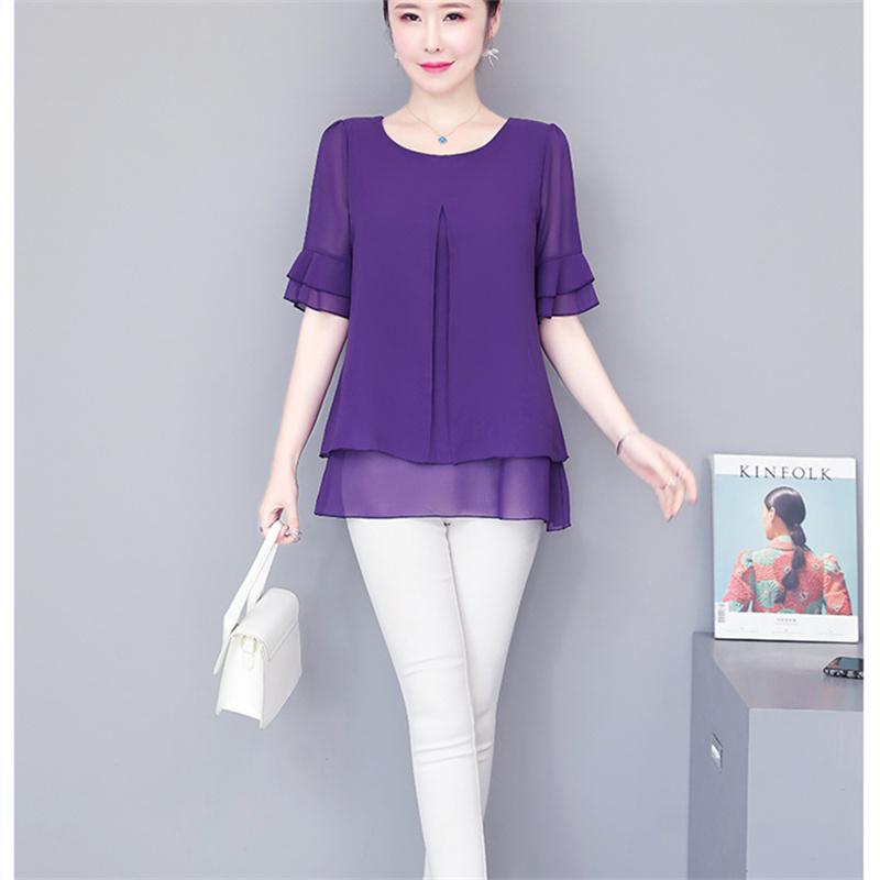 2022 Блузка, свободный топ, женские шифоновые рубашки с рукавами-бабочками, летняя женская одежда средней длины, новая корейская рубашка, топы с рюшами