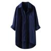 Autumn Women's Casual Solid Color Shirt Cotton Linen Cardigan Double Pocket Long Sleeved Women's Shirt  Tops