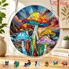 2D Flat, 2D Flat Acrylic Puzzle Suncatcher, Seaside Gradient Rainbow Mushroom Themed Suncatcher Puzzle, Home and Garden Decoration, Suitable as a Gift