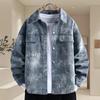Spring New Trendy Denim Jacket for Men's Handsome Washing Lapel Casual Top Cover Bag Camouflage Work Jacket