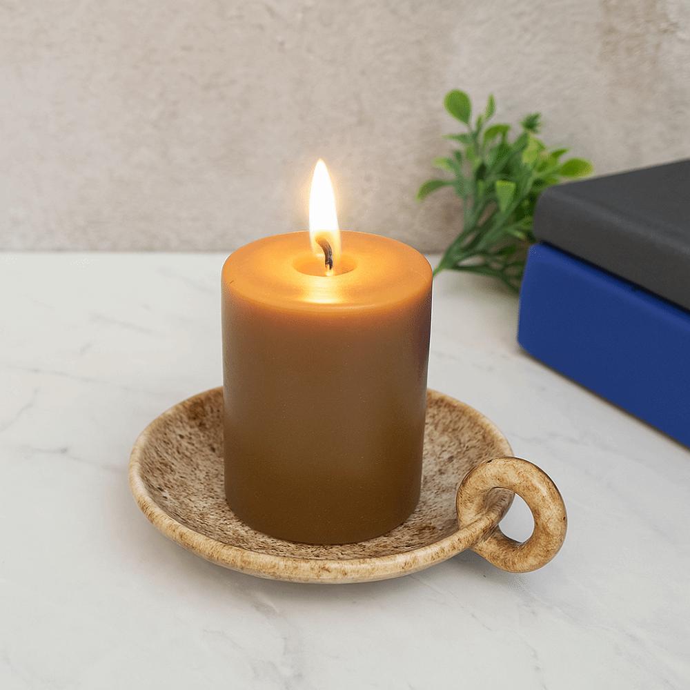 Round Ceramic Candle Plate Retro Style Candle Holder Creative Candlelight Stand Anniversary