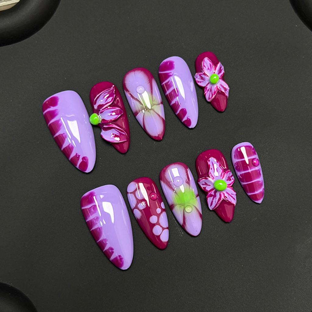 10PCS Glossy Mauve Press on Nails Natural Unbreakable Nail Simple Wear for Shopping Traveling Dating