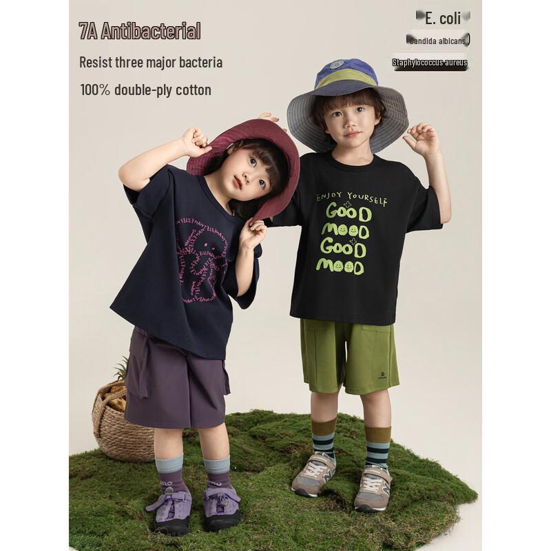 Youyou Girls' Summer Cartoon Anti-Bacterial Quick-Dry T-Shirt