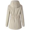 Women's Plush Jacket, Casual Solid Color Hooded Drawstring Jacket