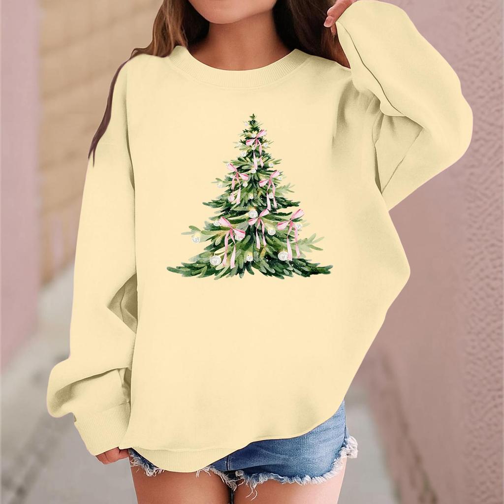 Children's Fashionable Casual Long-sleeved Loose Christmas Print Pullover Sweatshirt