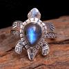 Labradorite Silver Ring, Turtle Silver Ring, 925 Sterling Silver Handmade Jewelry, Animal Jewelry, Silver Ring, Unisex Ring
