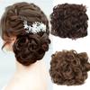 Women Natural Curly Chignon Wig Pure Color Synthetic Fiber Hair Extensions Suitable for Party Wedding Daily Use