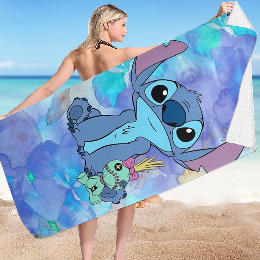 Stitch Zai Animation Beach Towel Microfiber Double-Sided Fleece Beach Towel Bath Towel Variety Square Towel Beach Towel