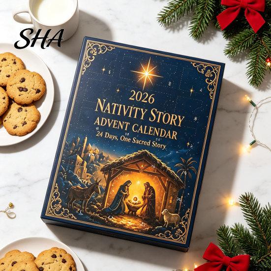 Daily Surprise Countdown Set 2026 Nativity Story Christmas Advent Calendar, 24 Days Calendar Ornaments for Tree with 2D Acrylic Religious Keepsake
