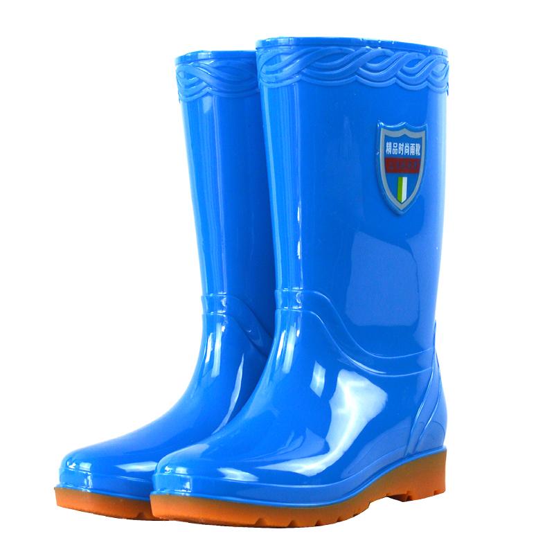 Большие размеры женские модные высокие резиновые сапоги-трубы, цветочные водонепроницаемые туфли, нескользящие резиновые туфли на толстой подошве, резиновые сапоги