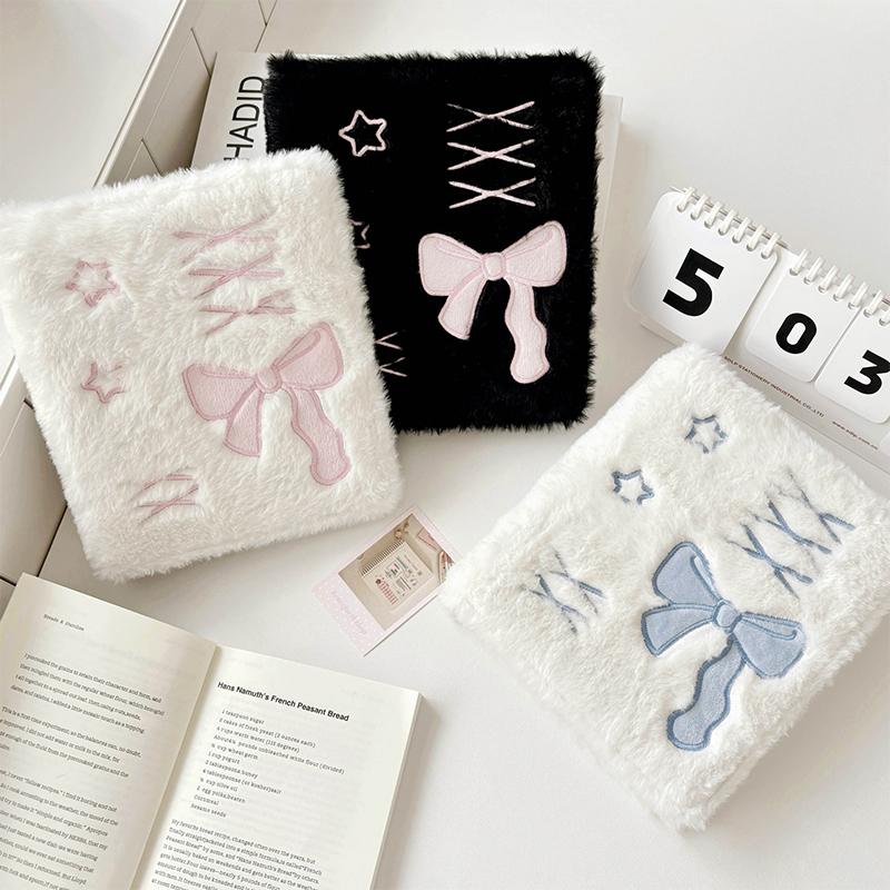 A6 Binder Photo Album Cute Ballet Style Bowknot Plush Photocard Holder Kpop Idol Collect Book Album Notebook Stationery