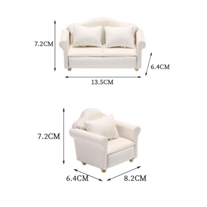 Мини-диваны Кукольный домик Диван Миниатюрная мебель Белый Декор Реквизит для фотографий Модель дивана для мини-дивана Мебель Мини-мебель Мини-диван Деревянный набор