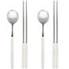 Bane Spoon Set for 2, Spoon 2p + Chopsticks 2p, White, Korean Popular Tableware