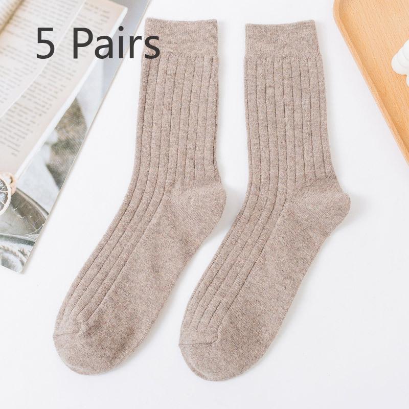 5 пар мужских толстых теплых шерстяных длинных носков на осень и зиму