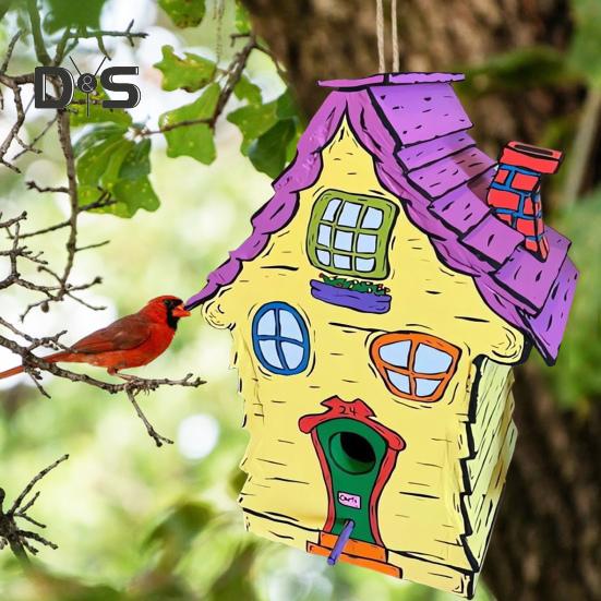 Деревянный скворечник ручной работы, уличный подвесной домик для птиц, домик для колибри, скворечник для украшения сада на открытом воздухе