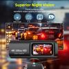 4K Ultra HD Dual Lens Auto Dash Recorder, Super Wide Angle Night Vision, Front Rear Recording with WiFi & Built-in GPS Module
