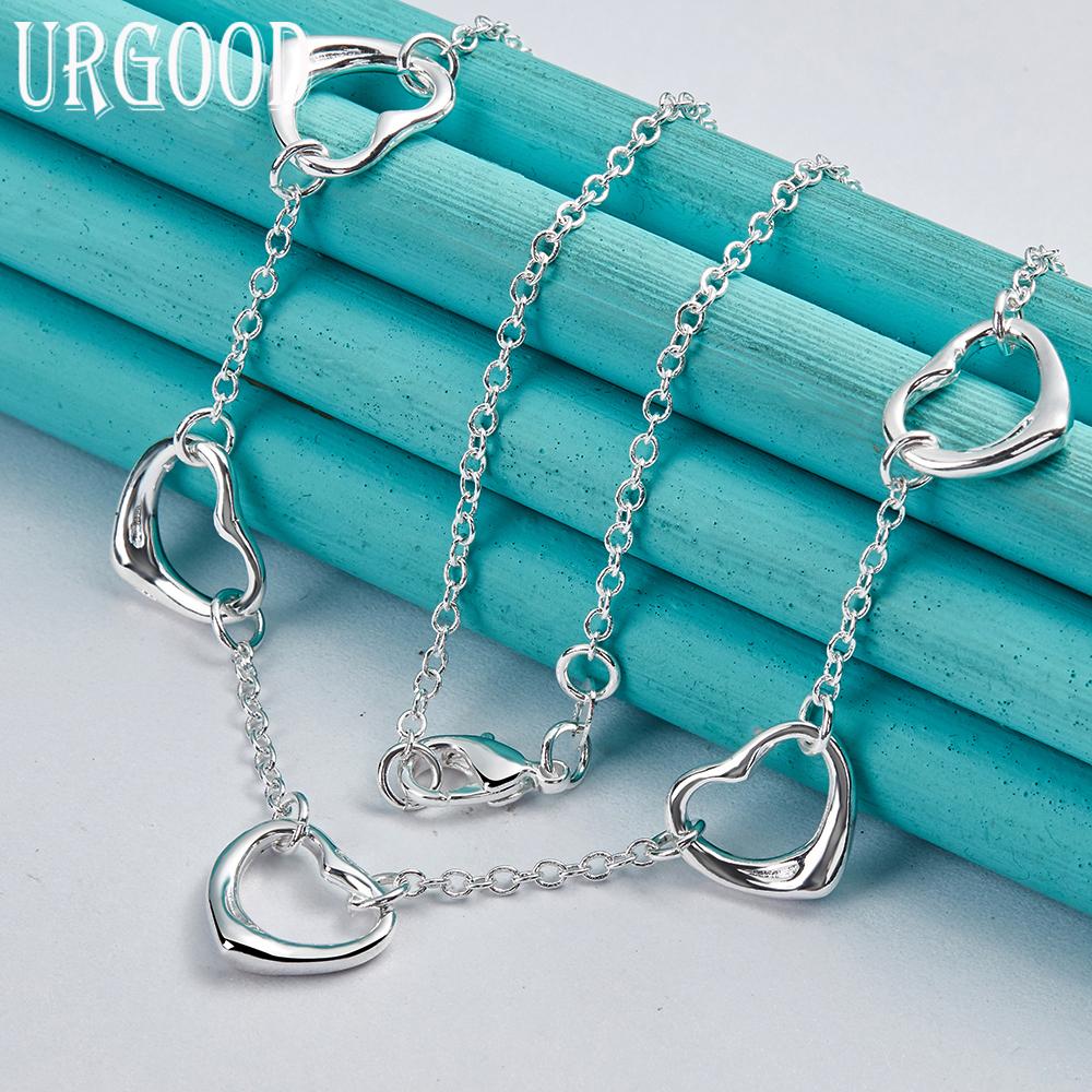 925 Sterling Silver Heart Necklace Fashion Jewelry
