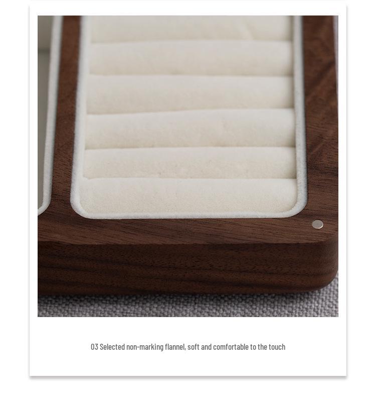 Изысканная шкатулка для украшений из черного ореха и бархата: Хранилище из массива дерева для колец и серег