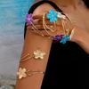 Elegant & Sexy Floral Open Cuff Armlet For Women Vintage Enamel Glaze Craft Flower Open Arm Ring Jewelry Gift