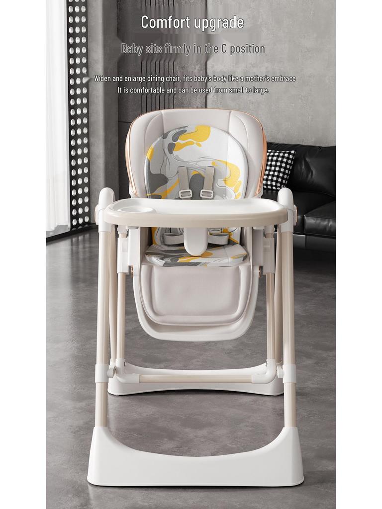 Multifunctional Baby High Chair (0-6 Years): Foldable, Convertible To Rocker, Recline & Sit Positions for Dining & Rest.