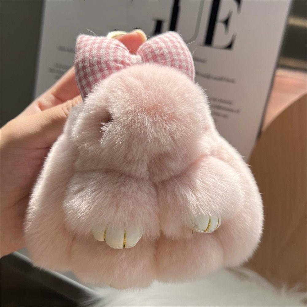 Бантик для волос Кроличий мех Брелок Помпоны Плюшевый кролик Брелок Модный брелок с кроликом Подвеска для пары