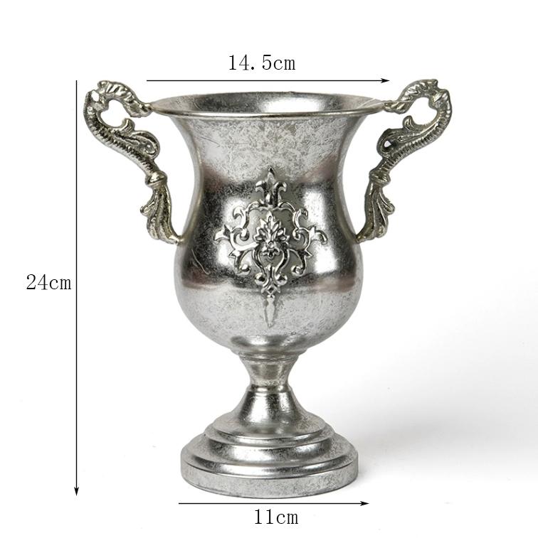 Vintage Classic Silver Iron Flower Vase Decoration Home Room Table Flowerpot Ornaments Office Store Flower Arrangement Crafts