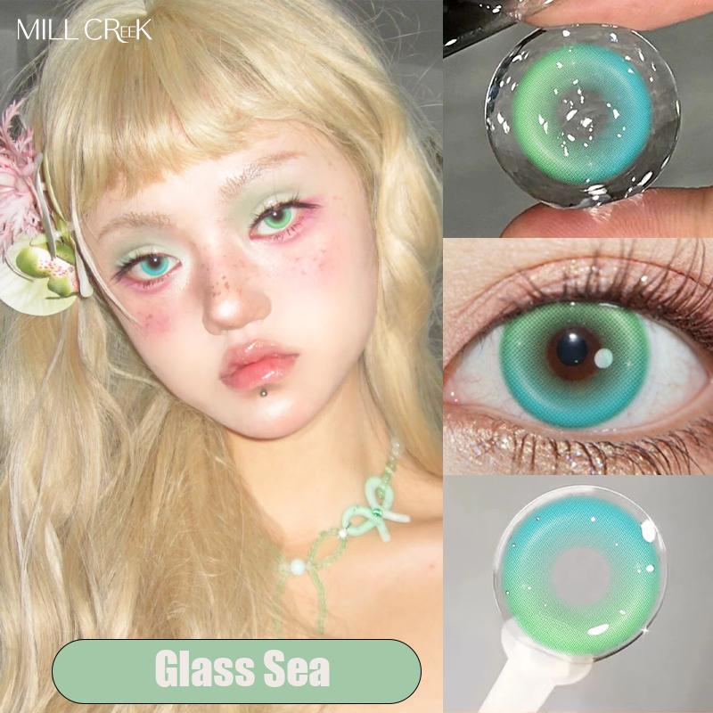 Цветные контактные линзы MILLCREEK, 2 шт., зеленые/розовые/синие/фиолетовые линзы, контактные линзы для косплея, ежегодное использование