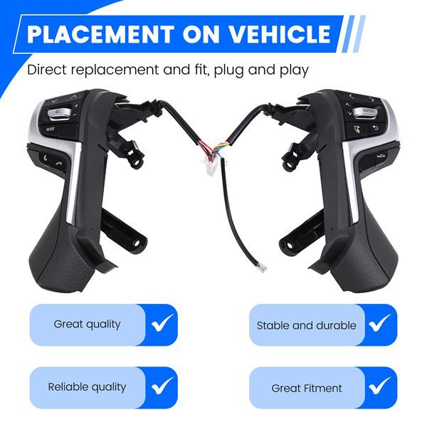 Pair of Steering Wheel Button Switches for Toyota Land Cruiser (84250-60440, 84250-60440-E0)