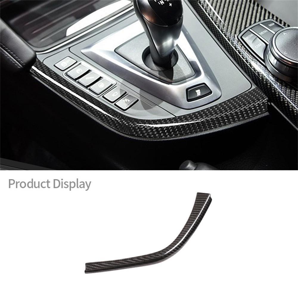 Real Carbon Fiber Car Gear Shift Panel Side L Shape Strips Trim Interior For BMW