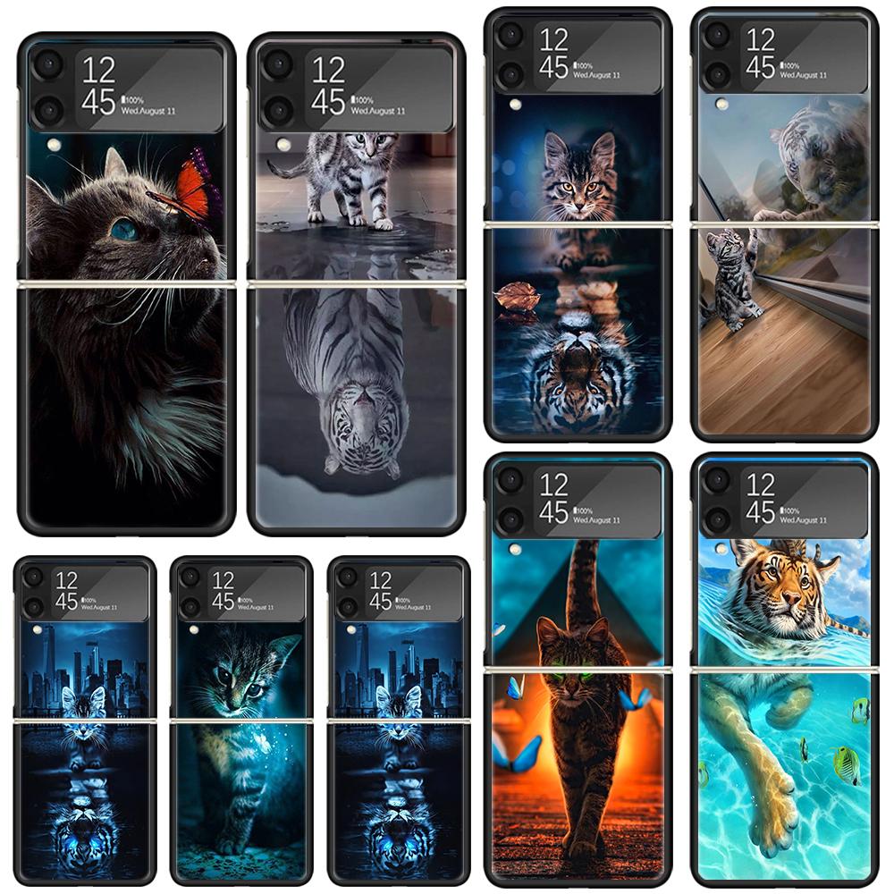 Cool Animal Big Cat Tiger Phone Case For Samsung Galaxy Z Flip 7 Flip7 Zflip 6 Flip6 5 Flip5 4 Flip4 3 Flip3 5G Fundas Black Cov