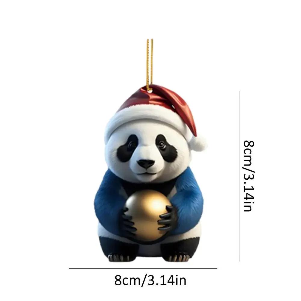 Creative Acrylic Panda Pendant Christmas Tree Ornament Ball Keychain Gift Decor