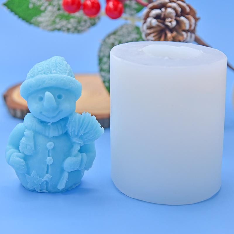 Рождественский снеговик силиконовая свеча форма DIY шарф метла держит снеговика поделки смола гипс производство форма DIY пчелиный воск форма