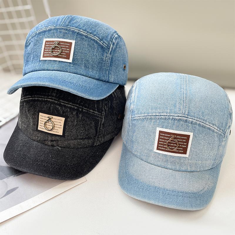 Винтажная бейсболка из выстиранного денима для детей, универсальная, с коротким козырьком, хип-хоп шляпа, нишевый дизайн, солнцезащитная кепка для мужчин