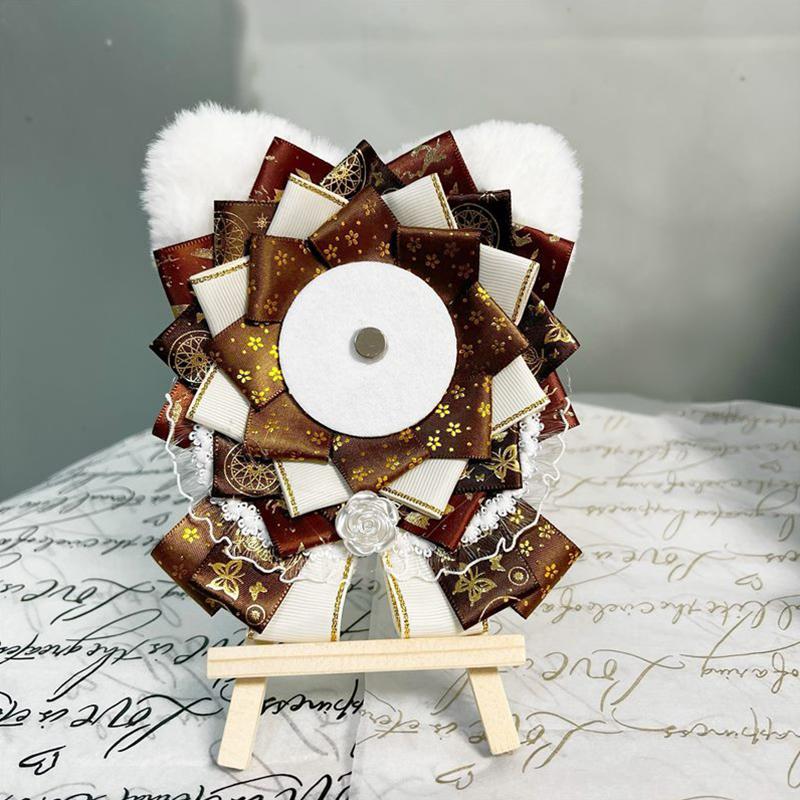 1PC Fabric Ins Style Handmade Diy Badge Holder Anime Peripheral Barrette Holder Cute Cat Ear Display Holder Multi-Colour