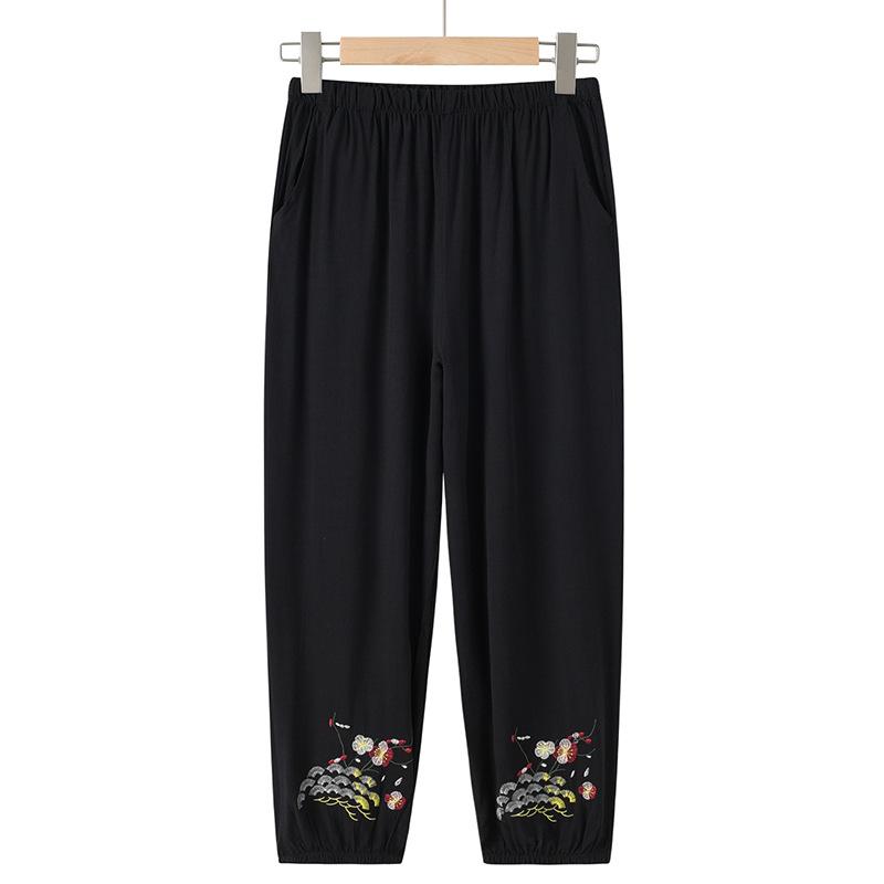 Весенняя и летняя одежда для среднего и пожилого возраста, повседневный тонкий костюм с короткими рукавами и семью брюками, костюм из двух предметов