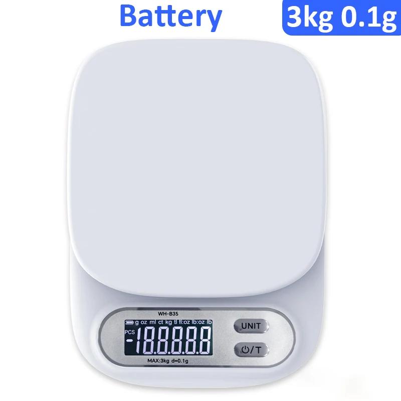 Цифровые кухонные весы 7 кг/1 г 3 кг/0,1 г Электронные весы с ЖК-дисплеем Батарея/Перезаряжаемые Весы для продуктов Весы Инструменты для взвешивания и выпечки